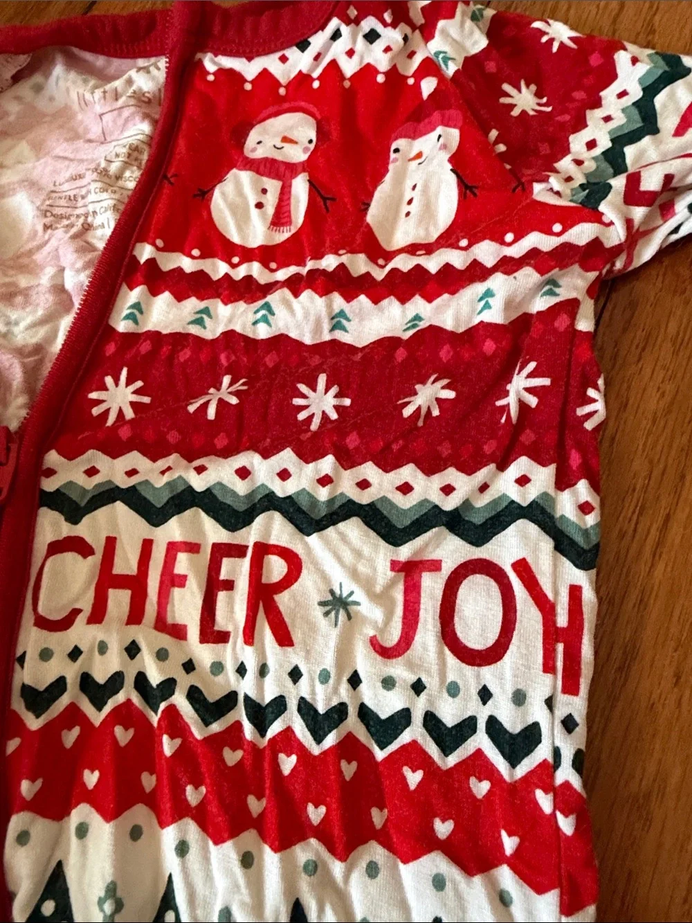 Little Sleepies Red Holiday 'Merry Joy' One-Piece Footed Pajamas